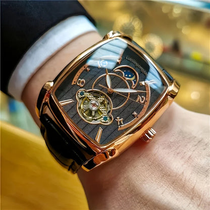 [Luksuzni mehanički sat s tourbillonom] Lagani luksuzni mehanički sat s tourbillonom za muškarce – vrhunski, potpuno automatski model u trendi 'skelet' stilu, idealan za poslovnu odjeću o
