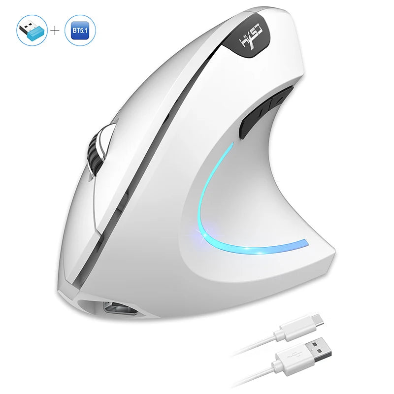 Ratón inalámbrico Bluetooth vertical de doble modo, silencioso y recargable para gaming, compatible con Win, Mac OS, portátil y ordenador