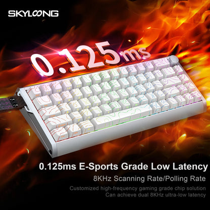 Teclado magnético SKYLOONG GK61/GK68 HE con carcasa de aluminio, 8000hz, RT0.01mm, activación rápida, teclas PBT, retroiluminación RGB y conexión por cable para gaming