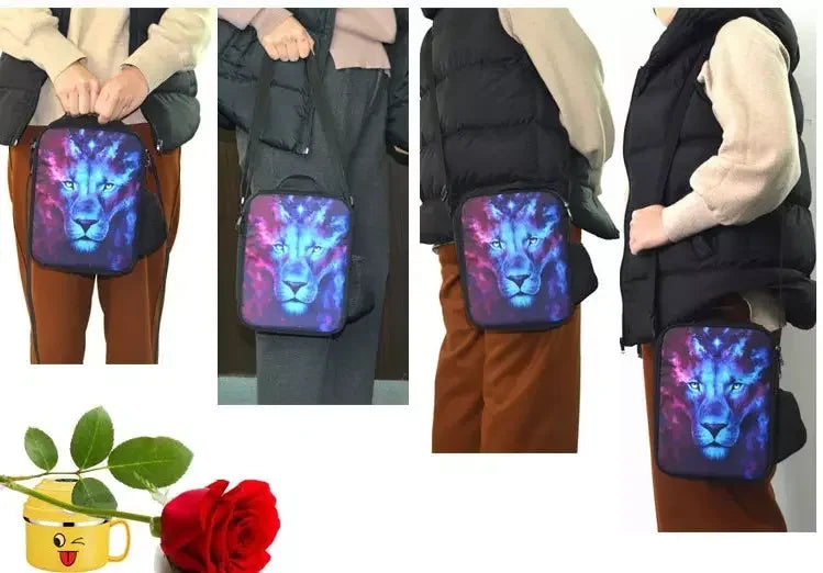 Borsa termica isolata grande per bambini F-FortniteS, capiente, per ragazzo, ragazza, studentessa, picnic all’aperto, pranzo, riutilizzabile con funzione cooler