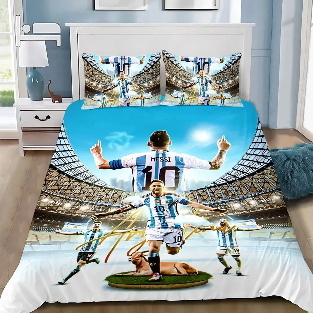 Set copripiumino con federa Football Star M-messis, biancheria da letto per adulti, ragazzi e ragazze, decorazione per camera da letto, bambini, letto singolo, matrimoniale, grande dimensione