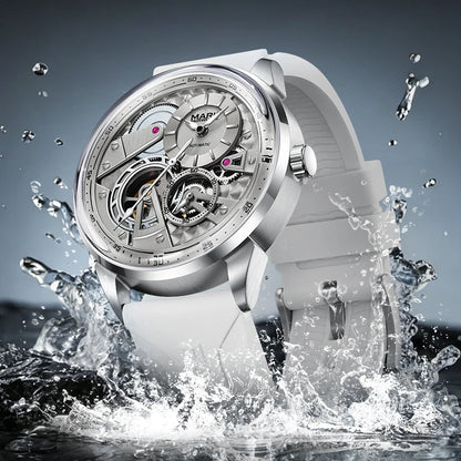MARK FAIRWHALE Business Automatic Mechanical Watch 46MM Stainless Steel Luxury Men's Watch