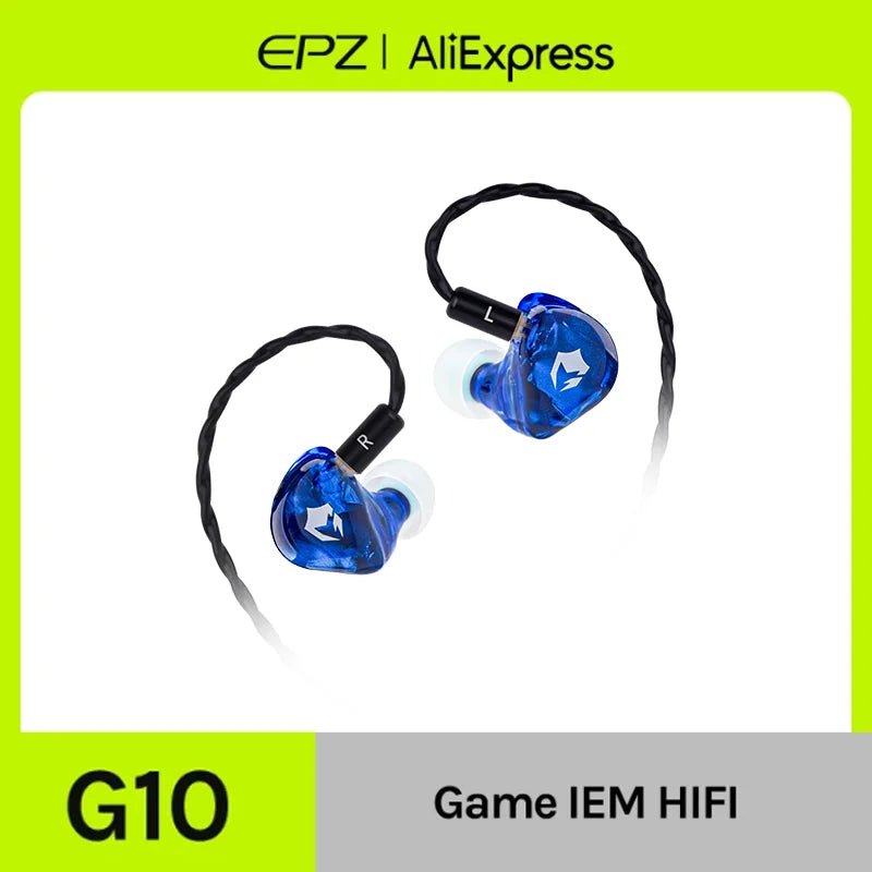 Auriculares gaming HiFi con cable EPZ G10 – Monitores intraaurales Type-C y 3.5mm con DAC, aislamiento de ruido, cable desmontable y micrófono