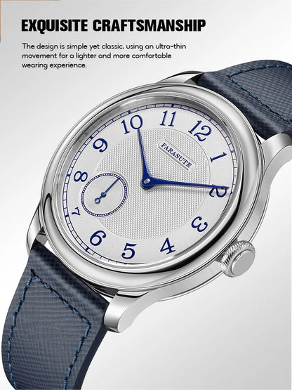 Orologio da uomo FARASUTE NEW Machinery con quadrante salmone, movimento meccanico manuale ST17, piccoli secondi e bracciale vintage Bonklip