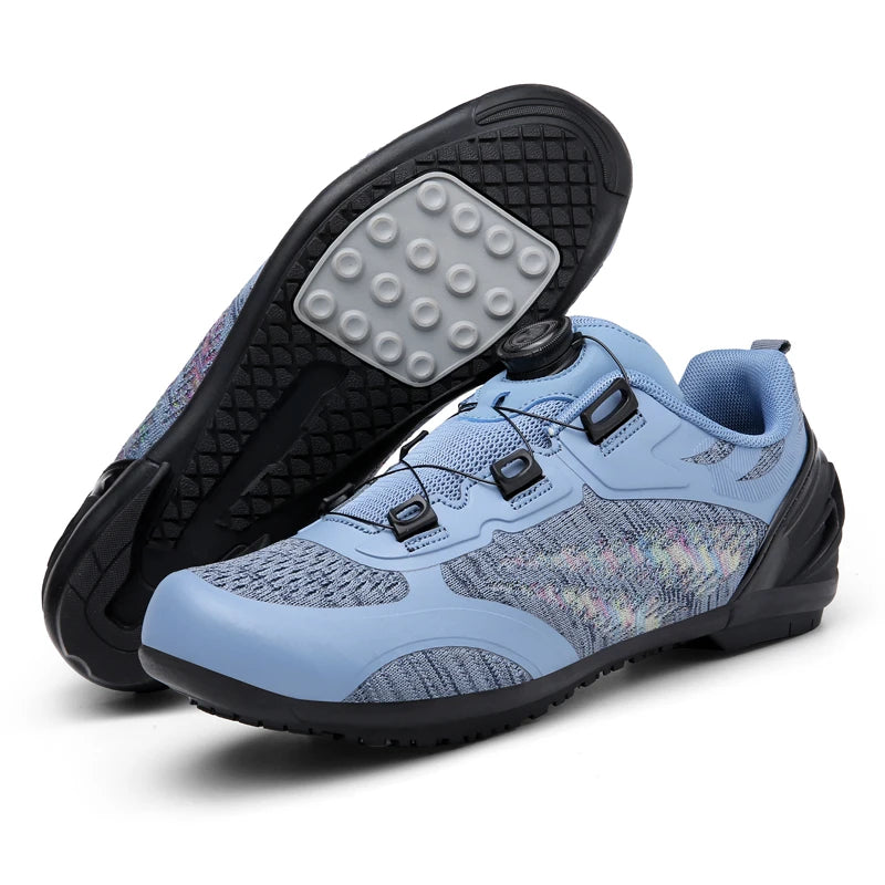 Zapatillas de ciclismo MTB para hombre y mujer T03 moradas, transpirables, de velocidad, con autocierre, para ciclismo de carretera, deporte al aire libre, competición y entrenamiento