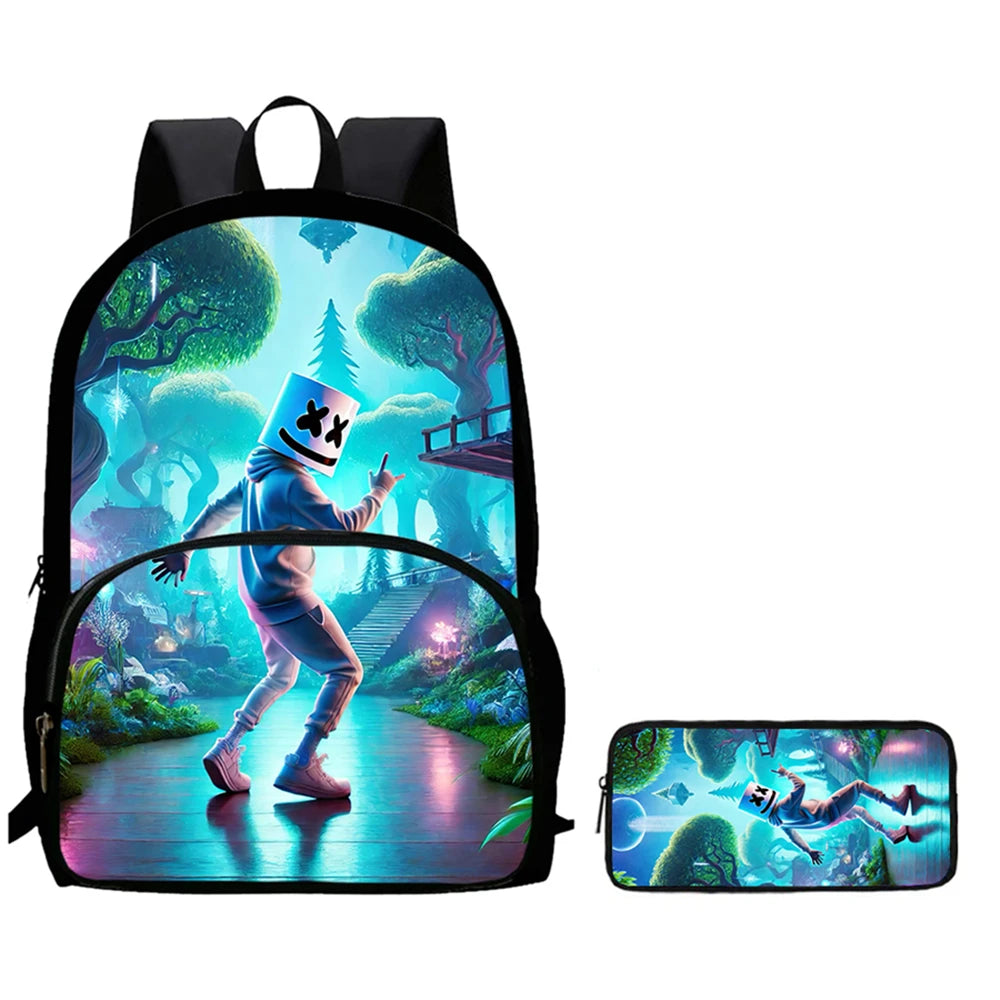 Conjunto de 2 Peças de Mochila Escolar Infantil FORTNITE Cartoon, Mochila Leve e Resistente e Estojo com Bolso Frontal, Meninos e Meninas 5-10