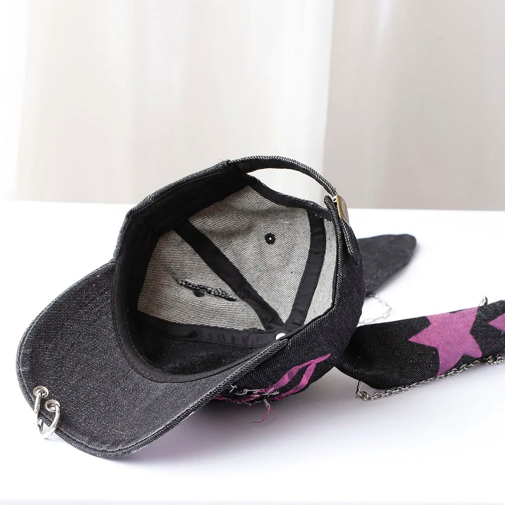 Moda Fete Blugi noi Urechi lungi de iepure Șapcă de baseball în stil cowboy Șapcă cu graffiti Hip Hop pentru femei și bărbați Șapcă de baseball pentru petreceri și echipe
