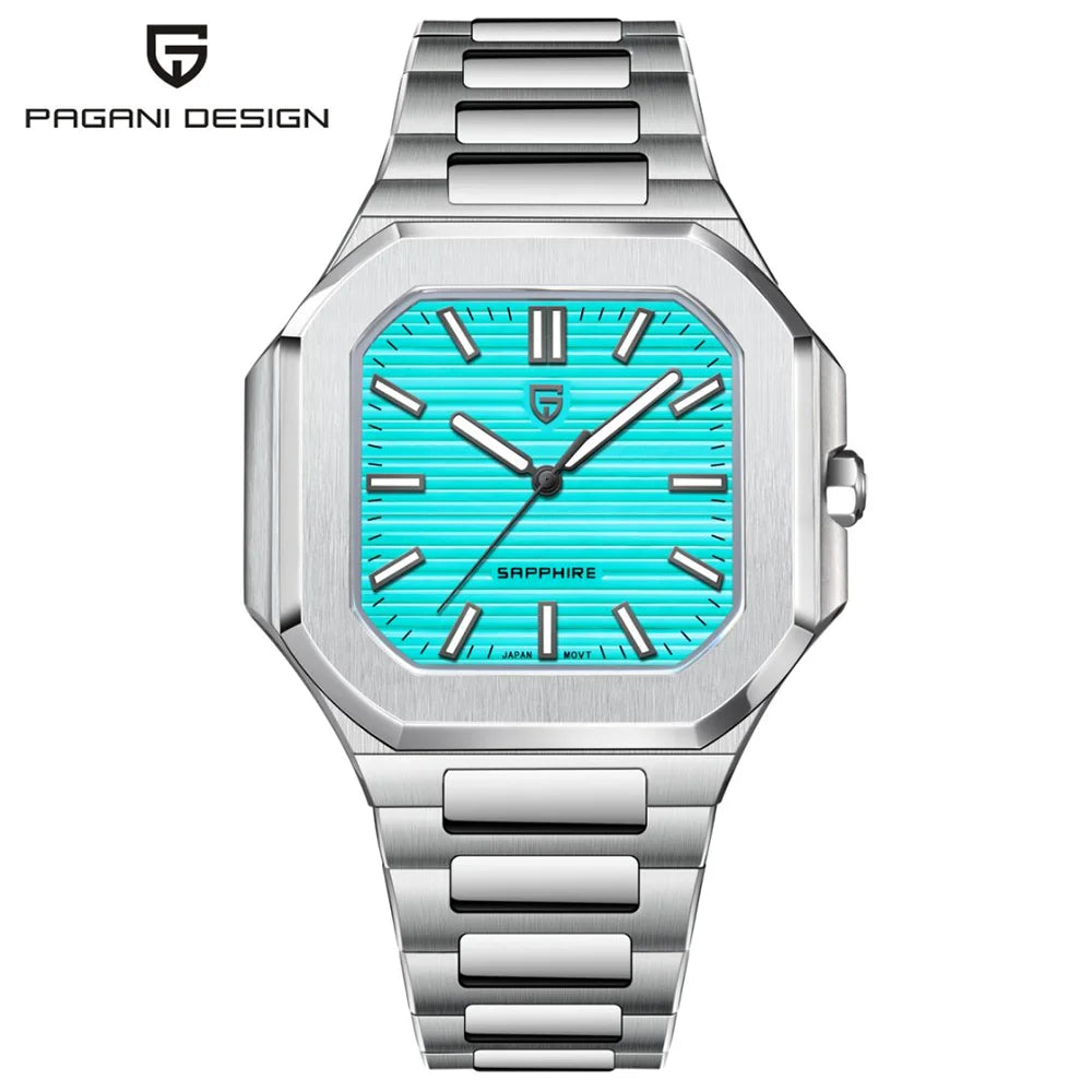 PAGANI DESIGN New V2 Men's Square Quartz Watch Top Luxury Brand Sports Waterproof Sapphire Stainless Steel Quartz Watch