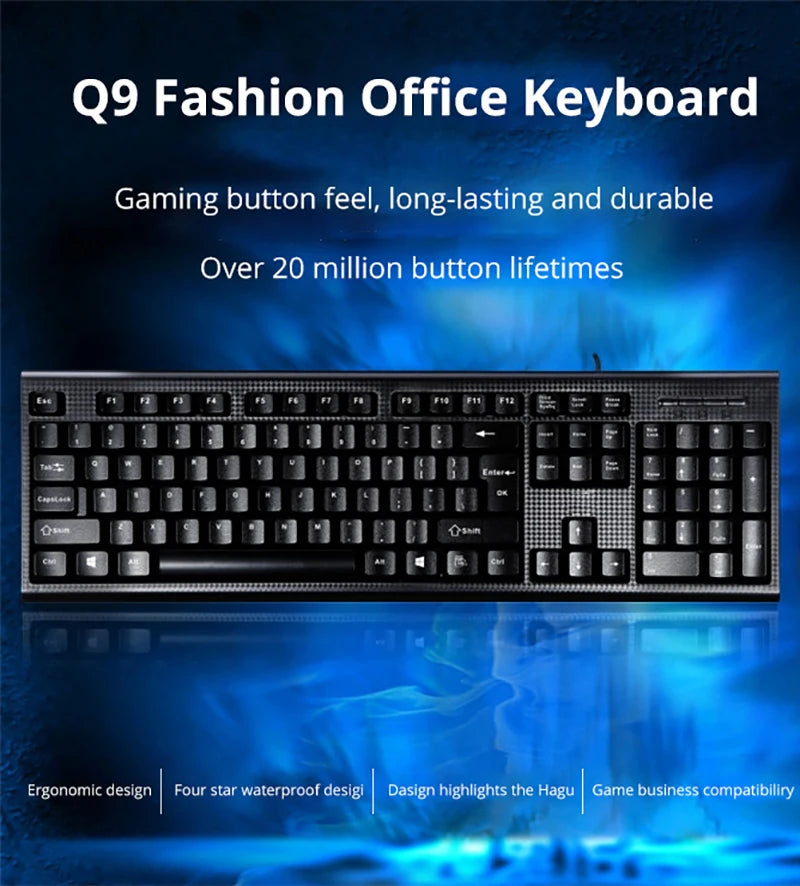 Q9 Single Keyboard USB Square Mouth Business Office Home PS2 Round Hole Wired Desktop Computer