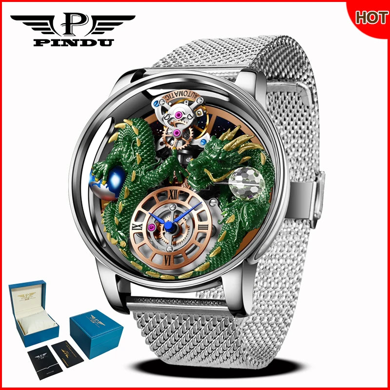 Orologio da uomo PINDU Design 2025 nuovo, Diamond Tourbillon, brand di lusso Astronomia, al quarzo, vetro zaffiro, impermeabile