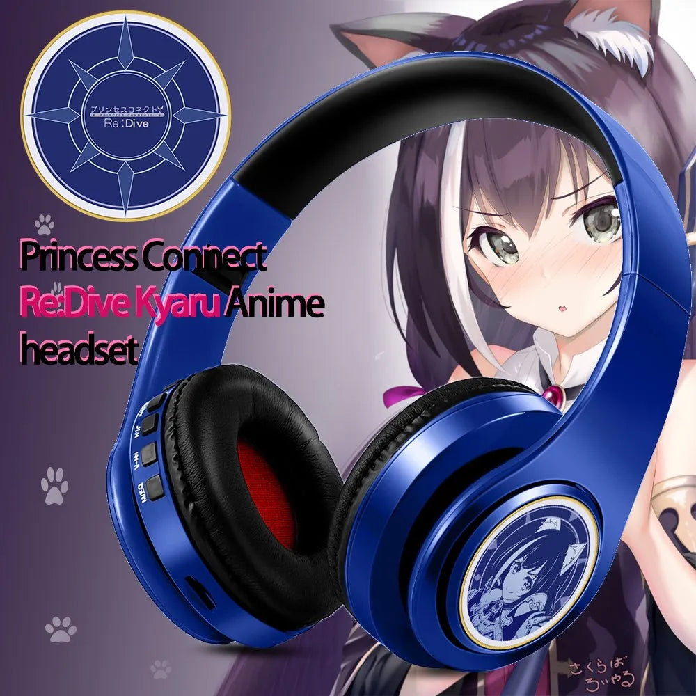 Japan Anime Headphone Demon Slayer Kimetsu No Yaiba Kamado Tanjirou Cosplay Bluetooth Headset Earphone with Mic Support TF Card