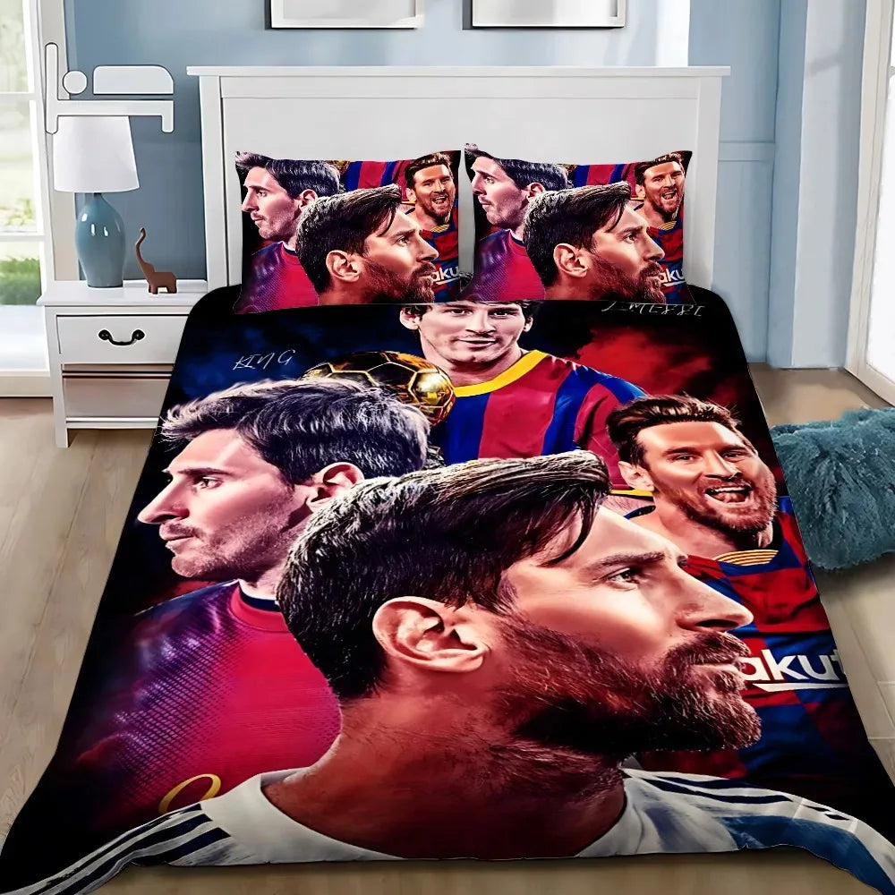 Set copripiumino con federa Football Star M-messis, biancheria da letto per adulti, ragazzi e ragazze, decorazione per camera da letto, bambini, letto singolo, matrimoniale, grande dimensione