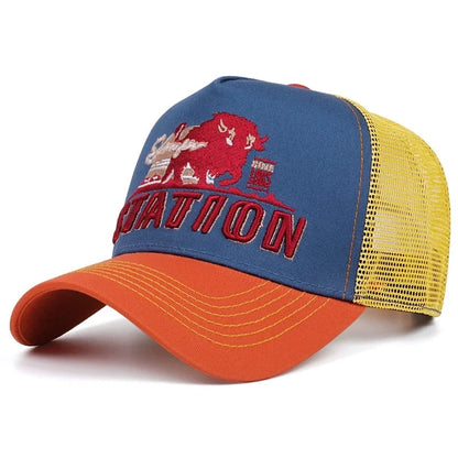 Hot Sale Unisex Baseball Cap Classic STATION Letter Pattern Mesh Cap Men And Women Breathable Streetwear Summer Trucker Hat