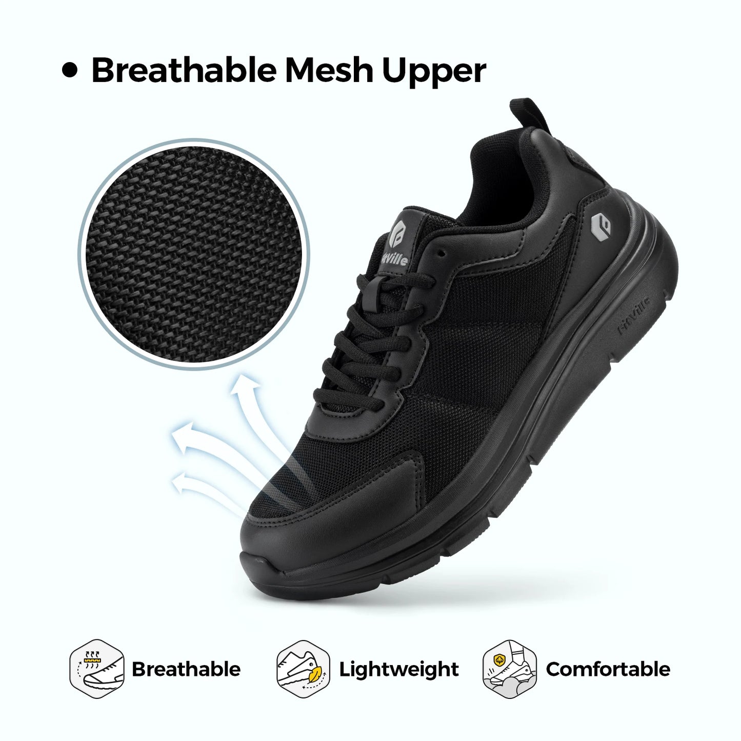 Scarpe da camminata FitVille da uomo, larghezza ampia, massima ammortizzazione, sneakers sportive leggere per alleviare il dolore da fascite plantare