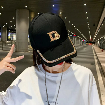 CNTANG 2024 Fashion Diamond D Letter Baseball Cap For Women Snapback Summer Outdoor Sun Protection Hat Autumn Casual Ladies Caps