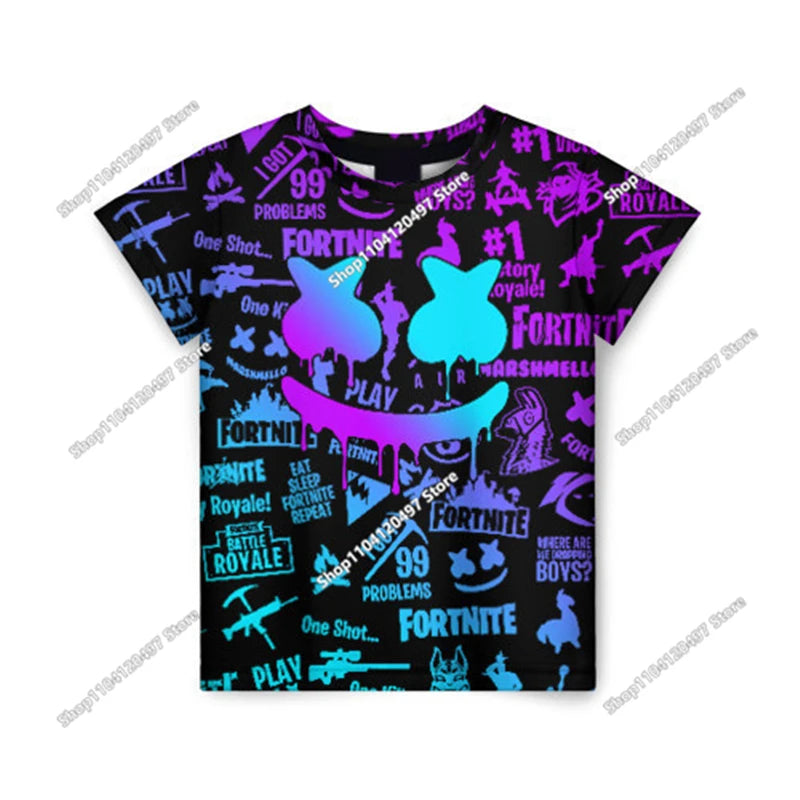 Camiseta 3D Battle Royale Fortnite, camisetas para hombres y mujeres, niños y niñas, tops de dibujos animados Victory, ropa para adolescentes, camisetas y tops infantiles de héroes de videojuegos