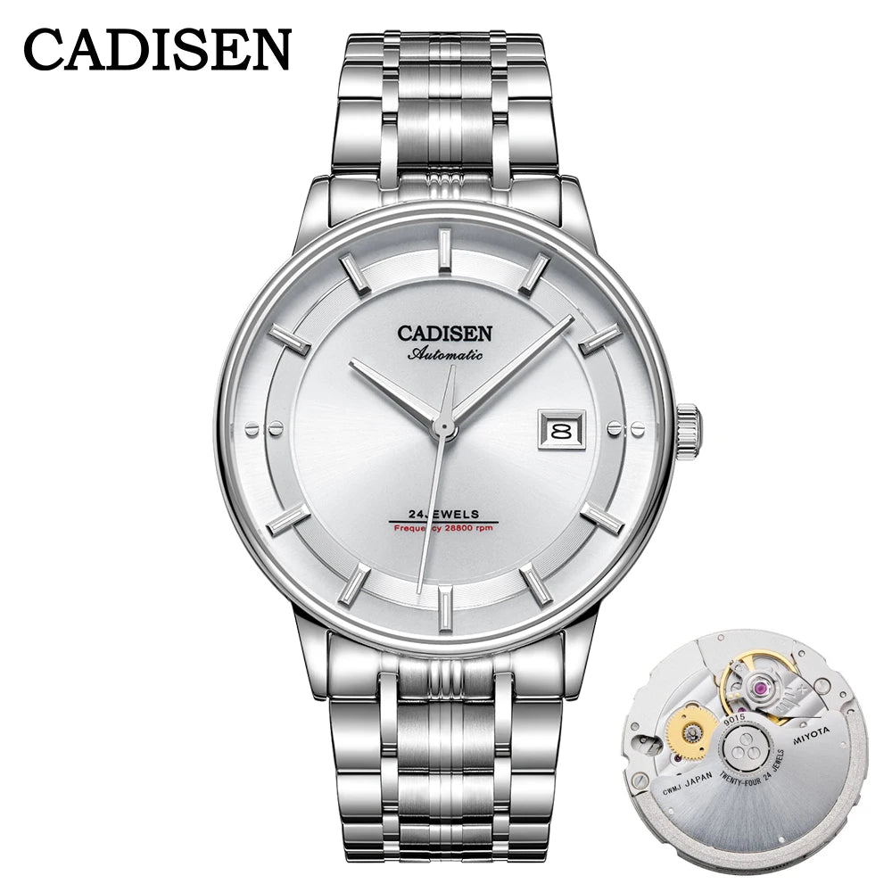 CADISEN Mechanical Wristwatches MIYOTA 9015 Movement Automatic Ultra-thin Watch Sapphire Waterproof Rose gold Business Watches