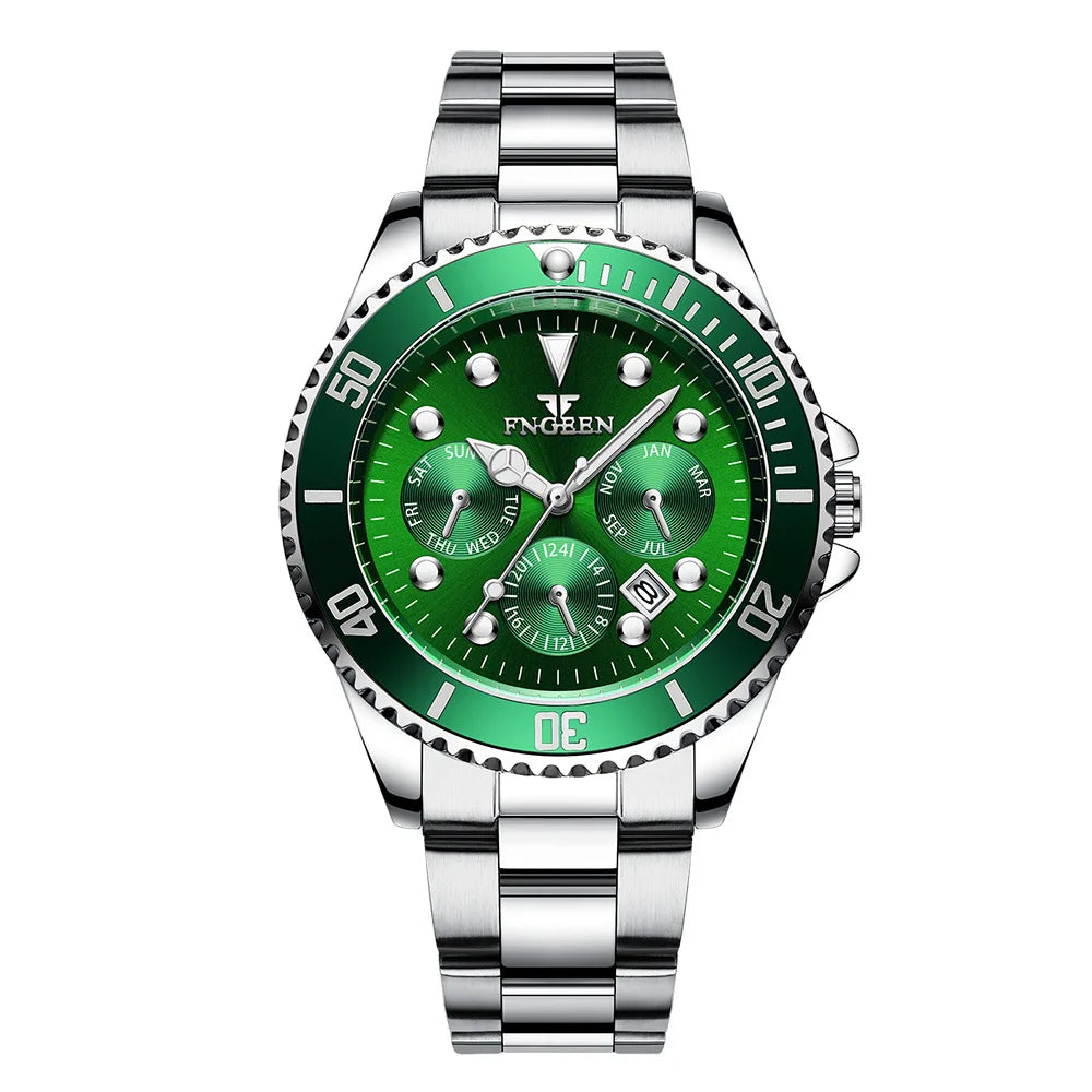 Relógio de quartzo de luxo para homem BINBOND, preciso, com data automática, luminoso, estanque, ideal para desporto, negócios e lazer. Resistente e duradouro.