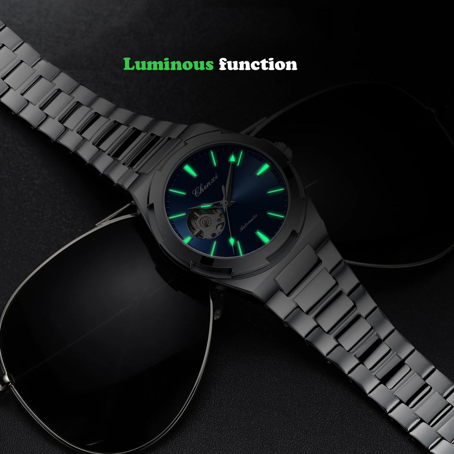 Men's Fully Automatic Mechanical New Trend Steel Strip Business Hollow Waterproof Male Fashion Wristwatches High End Gifts