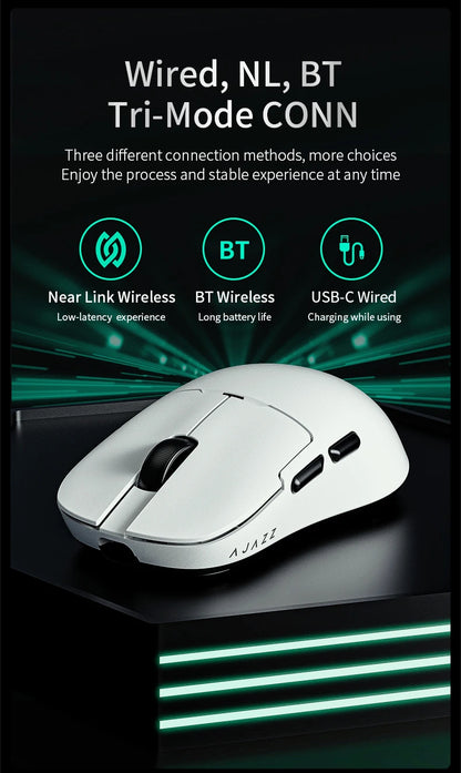Ratón inalámbrico AJAZZ AJ159 NL 800mAh compatible con juegos y oficina PAW3395 1K Nearlink BT, ratón inalámbrico para portátil, regalo AJAZZ AJ1