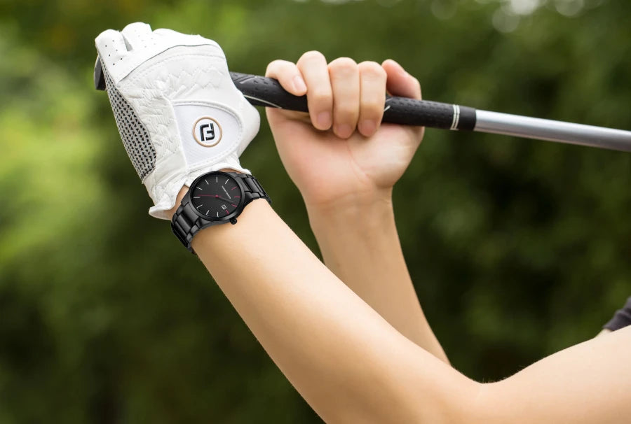 Relógio de homem Hannah Martin, caixa em aço inoxidável, movimento de quartzo, mostrador de 41 mm, estilo profissional, com indicação do calendário (imitação)