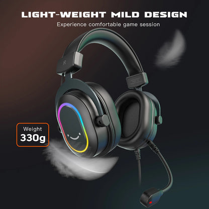 Cuffie gaming RGB FIFINE con microfono – cuffie USB cablate over-ear con audio surround 7.1 per PC, PS4, PS5, modalità EQ e isolamento acustico