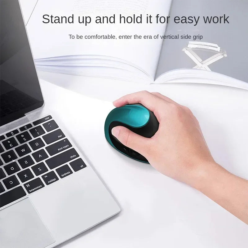 BTS-908 Mouse verticale ricaricabile di tendenza, mouse wireless ergonomico con ricevitore USB 2.4G, DPI regolabile fino a 1600 e 6 pulsanti