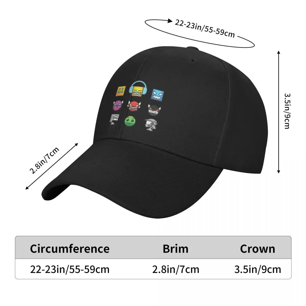 2026 Geometry Dash Baseball Cap Unique hats tactical cap Golf Cap Ladies Men's