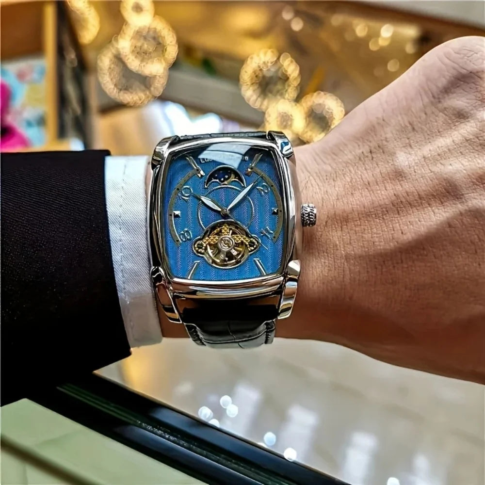 [Luksuzni mehanički sat s tourbillonom] Lagani luksuzni mehanički sat s tourbillonom za muškarce – vrhunski, potpuno automatski model u trendi 'skelet' stilu, idealan za poslovnu odjeću o