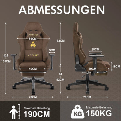 HAPIHAPPY Fashion Gaming Chair Genuine Computer Office Chair with Pocket Spring Cushion Linkage Armrests and Footrest Game Chair