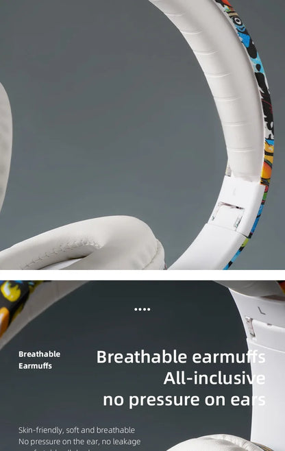 Nuovo headset gaming Bluetooth wireless Graffiti LX-8686 con microfono, luce LED, supporto per scheda TF, bassi profondi e cuffie over-ear per PC, gaming e bambini