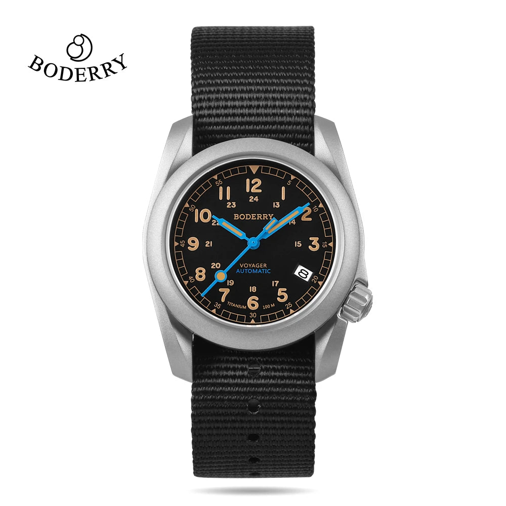 Boderry VOYAGER Field Watches Bronze Case Automatic For Seiko NH35 Watch 100M Waterproof Clock Military Vintage Wristwatch Mens