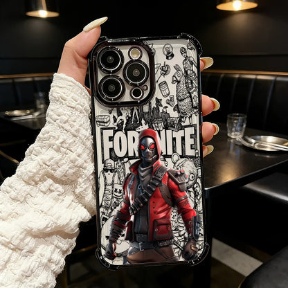 Funda de teléfono FortniteS popular con acabado metalizado para iPhone 17 17e 16e 16 15 14 13 12 11 Pro Max X XR XSMax 7 8 Mini Air Plus anticaídas