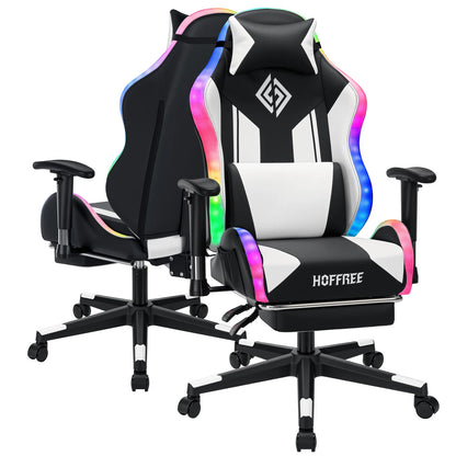 Sedia gaming LED per bambini 8-15 anni, sedia gamer regolabile con illuminazione LED, poggiapiedi e supporto lombare, sedia PC ergonomica