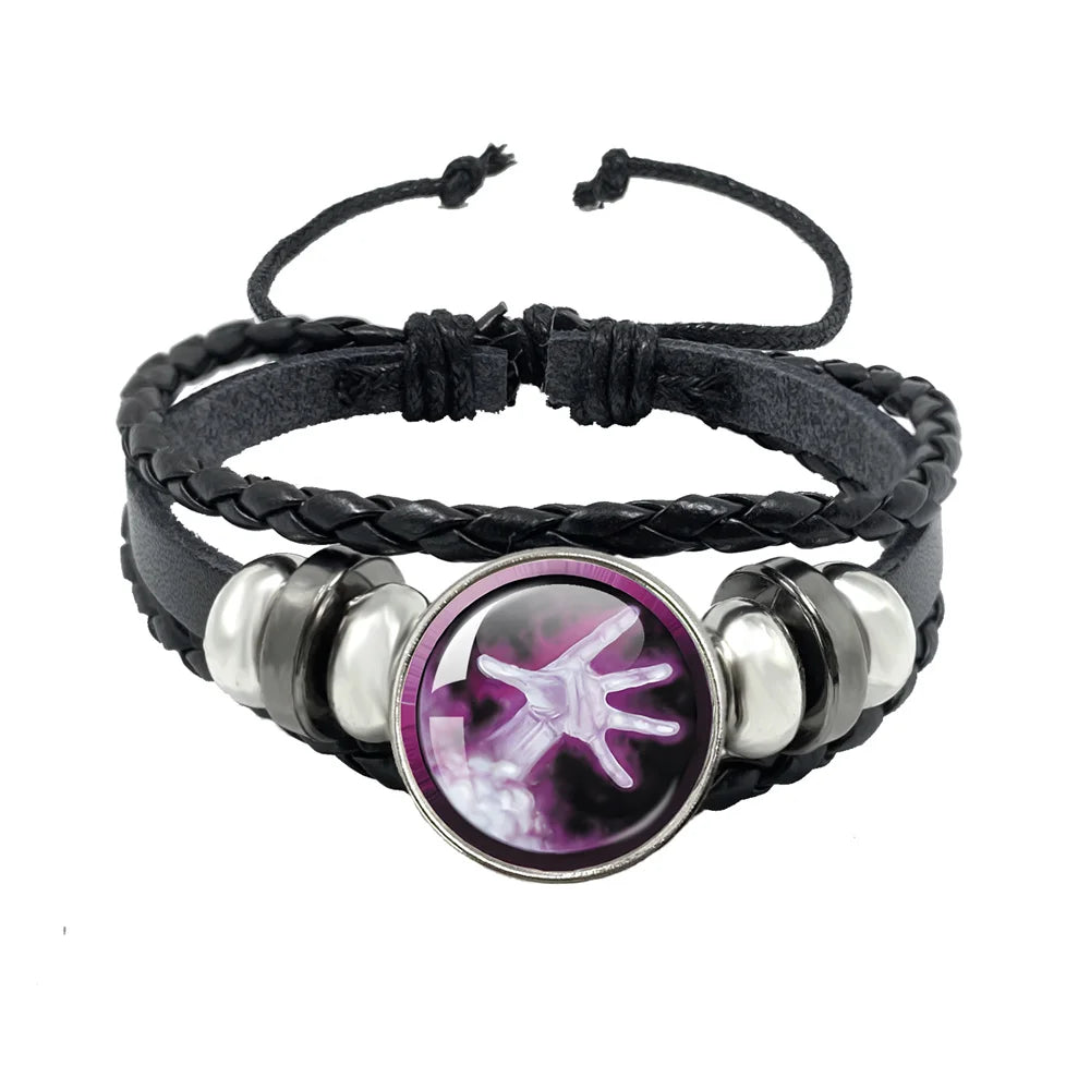Classic Games World Of Warcraft Hearthstone Glass Leather Rope Bracelet For WOW Alliance and Horde Combatant Gift