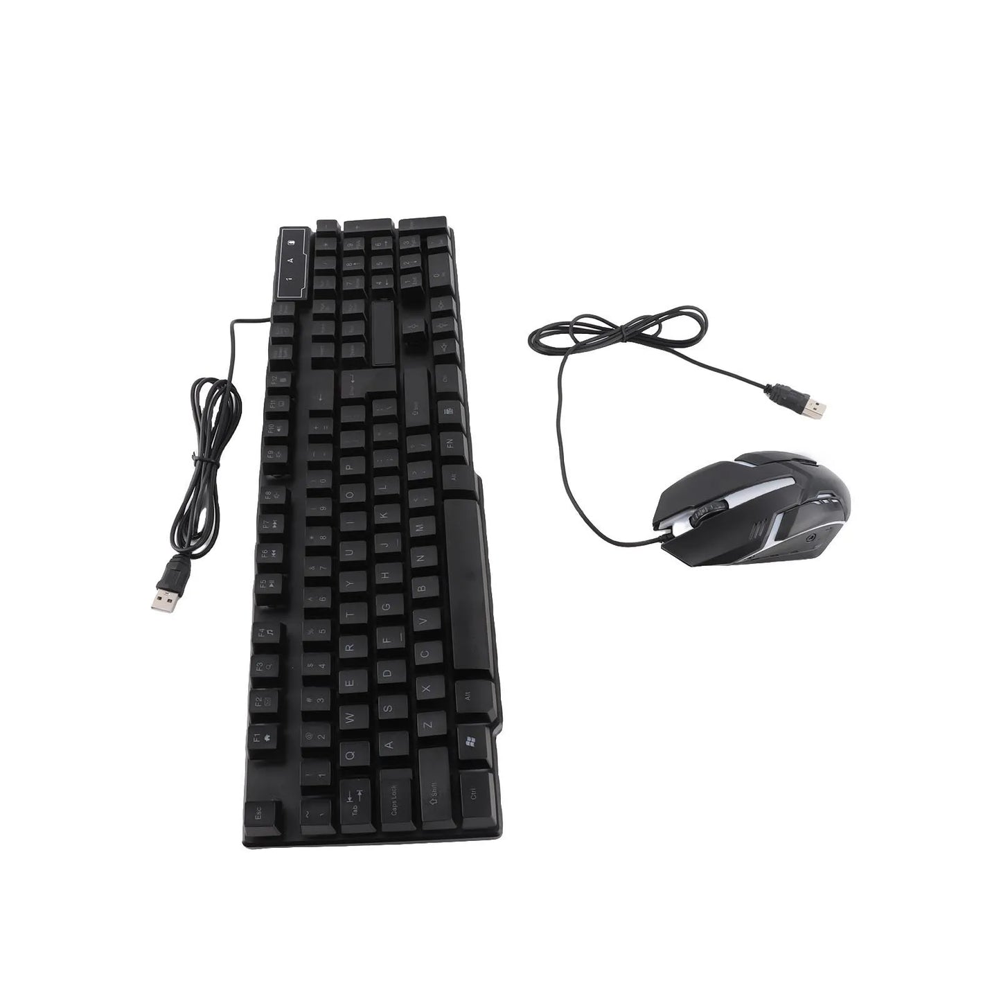 Combo gaming 4 pezzi tastiera e mouse, tastiera ergonomica 104 tasti, mouse con luce breathing a 4 colori, cuffie e tappetino per mouse antiscivolo