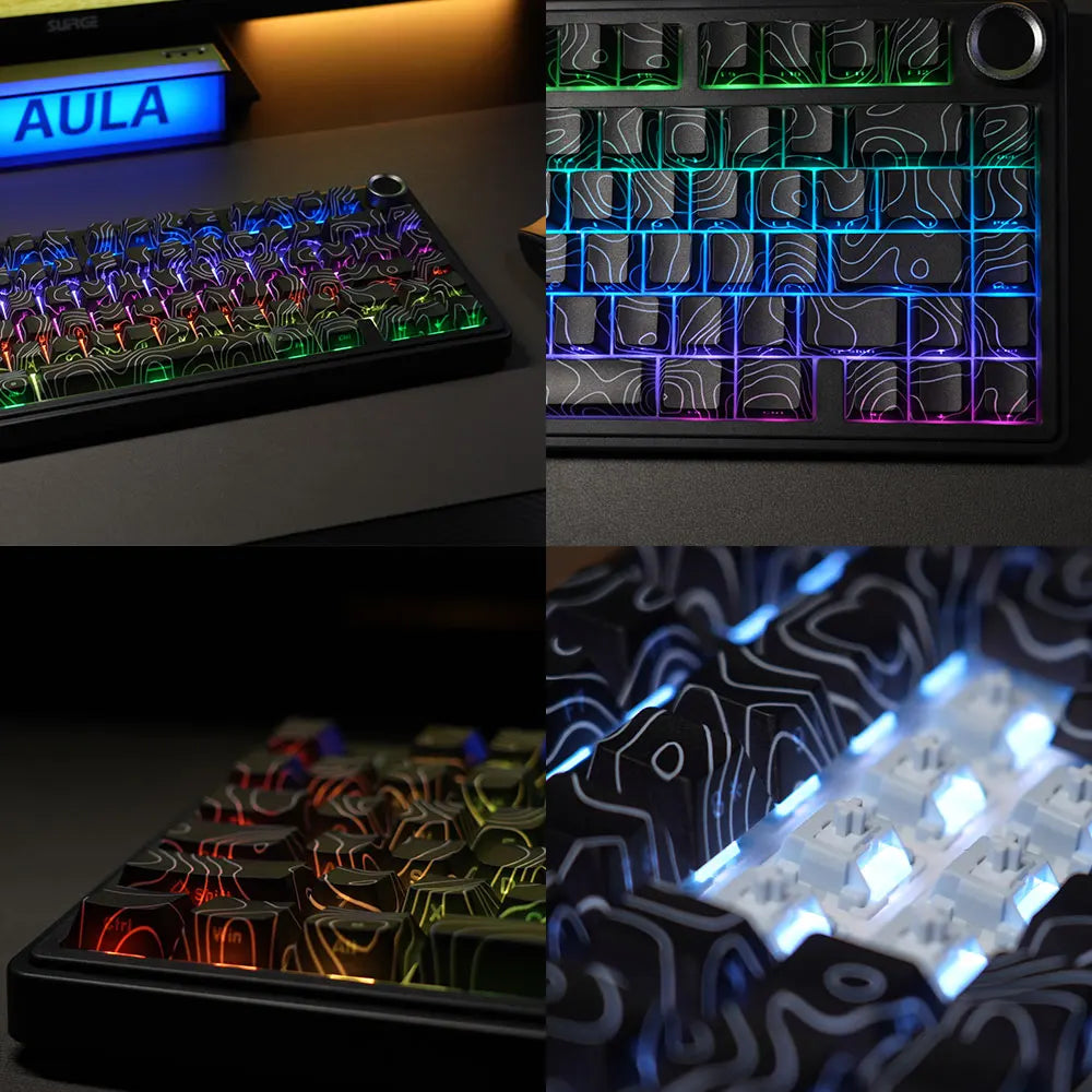 AULA F75 Pro Teclado mecánico gaming inalámbrico con montaje gasket, RGB personalizable, distribución 75% y teclas PBT con grabado lateral