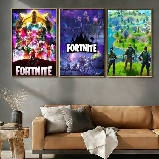 F-FORTNITES-ES Online Game Poster Stickers Art Print Retro Vintage Wall Decor HD Living Room Home Office Gift Occasion