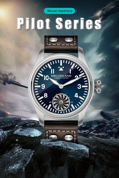 Hruodland Pilot St3620 Retro Men's Manual Mechanical Watch Luxury Sapphire Bgw-9 Night Light Turbine Waterproof 5Bar Reloj Hombr