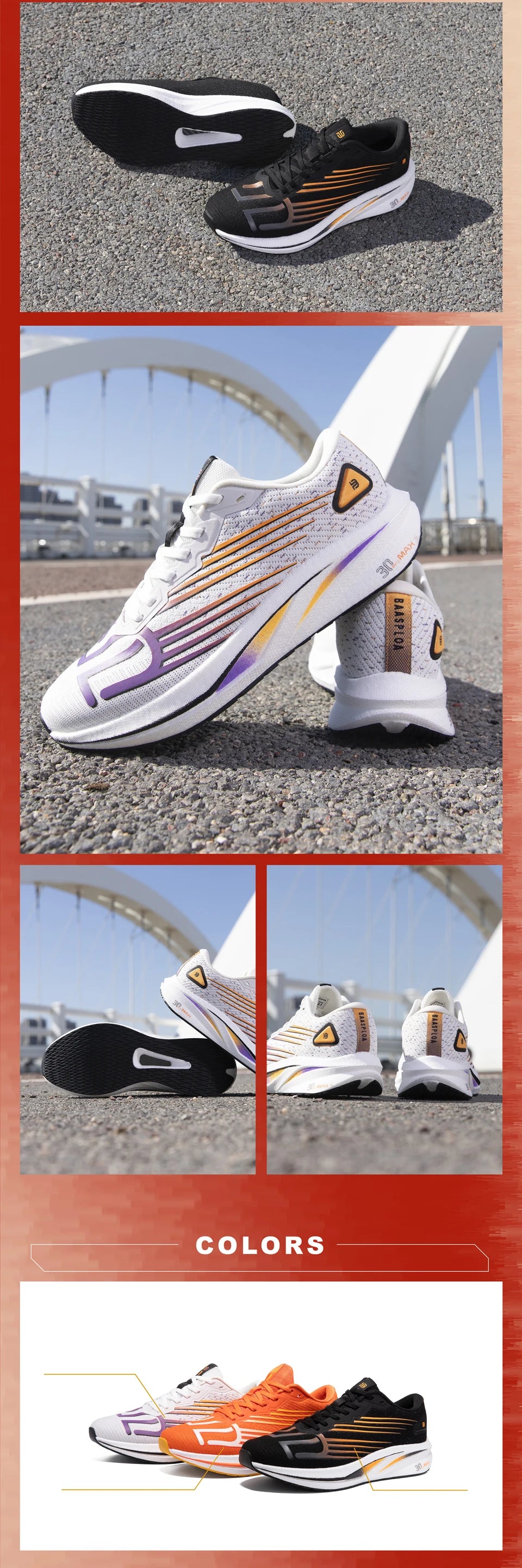 Baasploa Scarpe da running professionali da uomo, leggere e traspiranti, scarpe sportive da jogging da donna con piastra in carbonio, sneakers antiscivolo