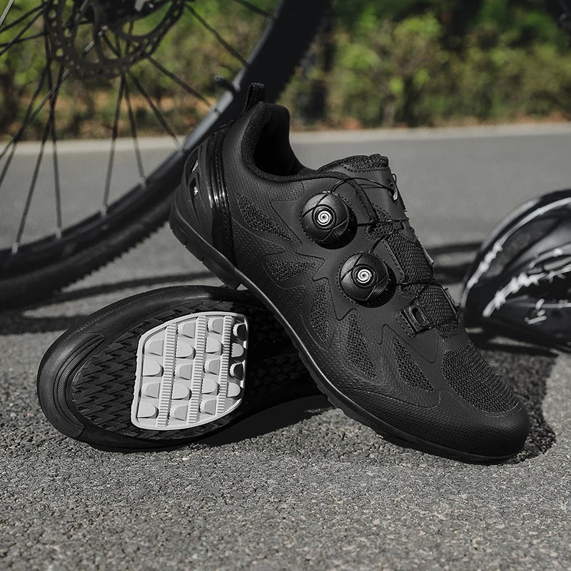 Zapatillas de ciclismo de montaña para hombre sin cierre, sin calas, para bicicleta de carretera RB Speed; zapatillas de ciclismo sin calas, tipo sneaker, para pedales planos MTB, mujer