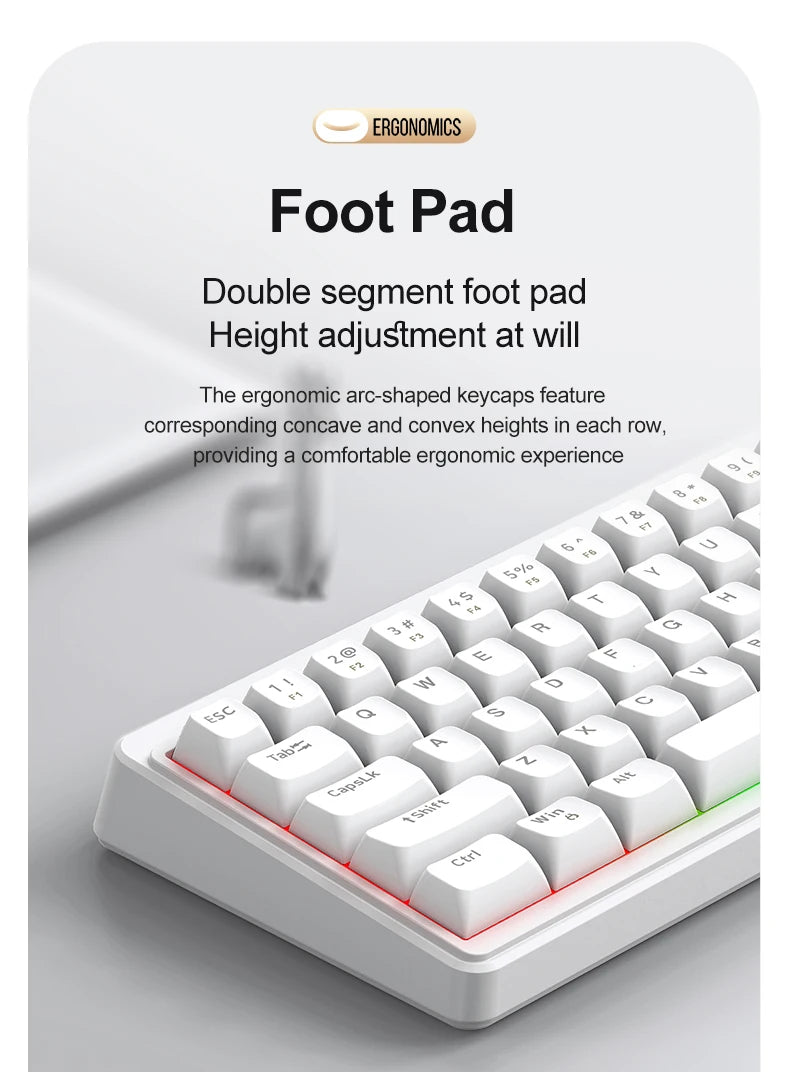FREEWOLF M68SE Teclado mini con cable de 68 teclas, retroiluminación RGB, Type-C, diseño 68%, compacto para gaming, oficina, PC y portátil