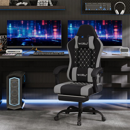 Silla de ordenador giratoria WOLTU con función de masaje, silla de oficina ergonómica con almohada y reposapiés, silla gaming ajustable en altura