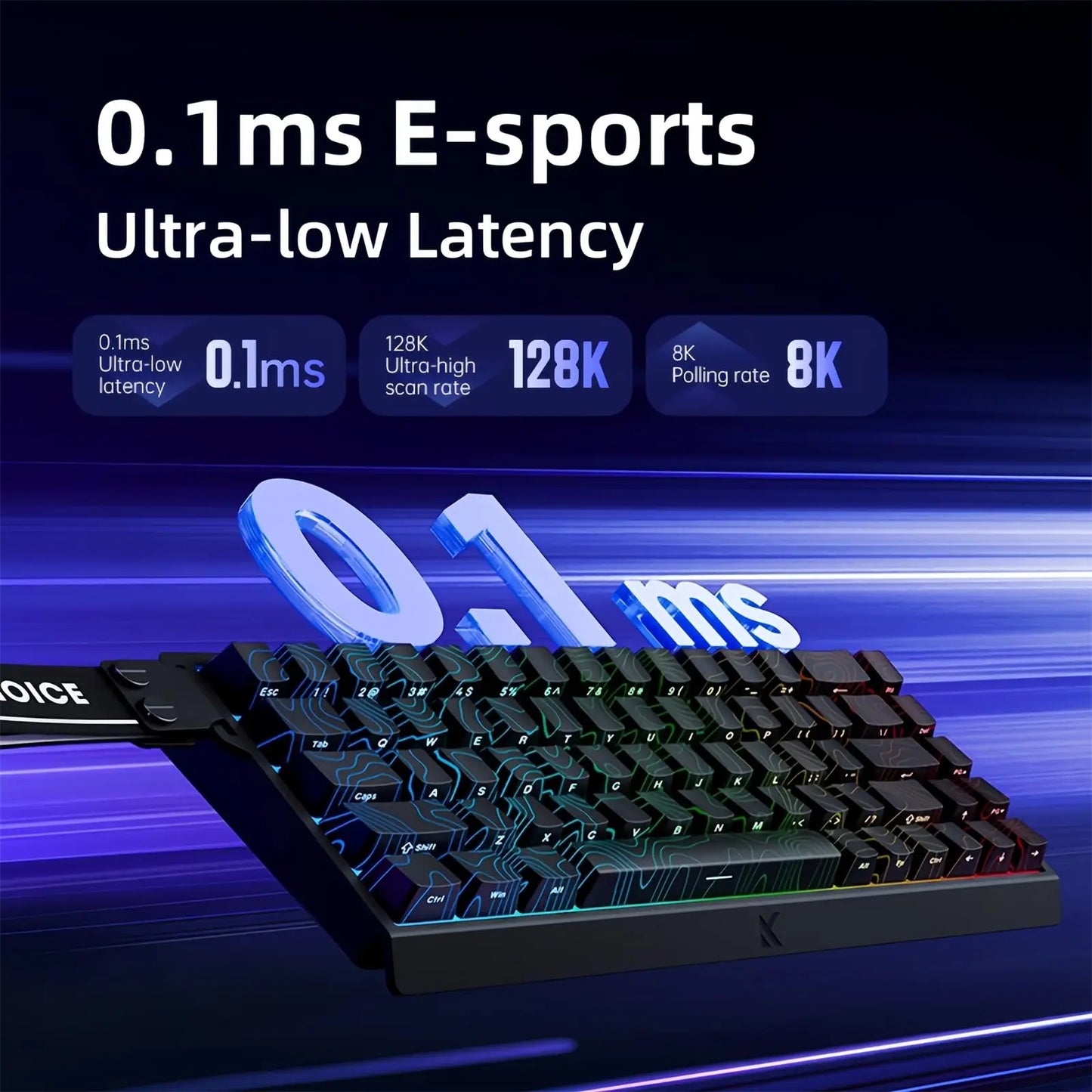 Tastiera gaming MCHOSE ACE 68 con switch magnetici Hall Effect, Rapid Trigger, RGB programmabile, 8K Hz, DKS/MT/TGL/RS/SOCD