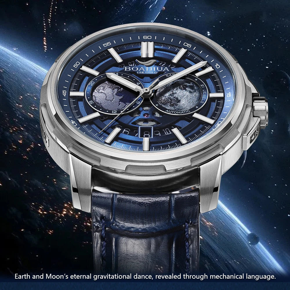 BORIAGE(BOAIJIUA) Orologio meccanico da uomo completamente automatico, design originale, impermeabile e luminoso