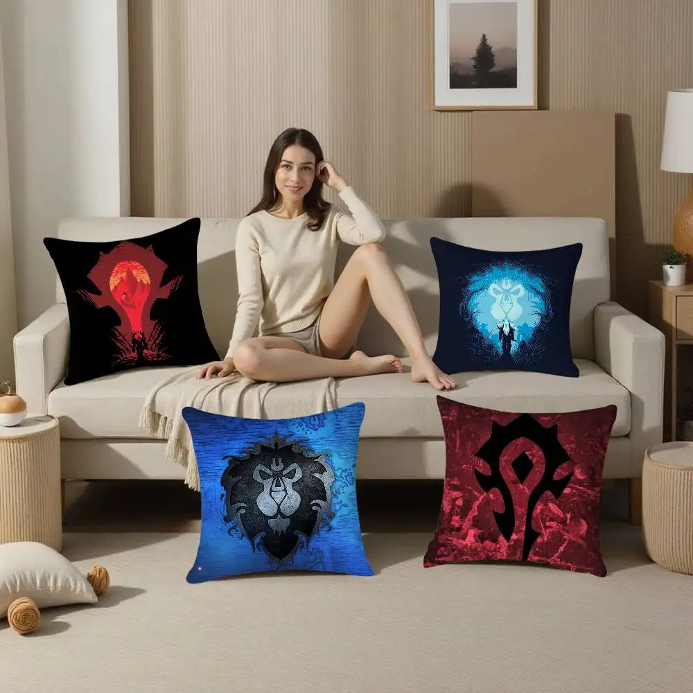 Warcrafts of World W-WOW Game Pillow Case Plush Fabric Soft Double Sided Print Sofa Cushion Cover Throw Pillow Covers