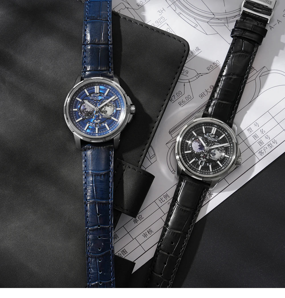 BORIAGE(BOAIJIUA) Orologio meccanico da uomo completamente automatico, design originale, impermeabile e luminoso