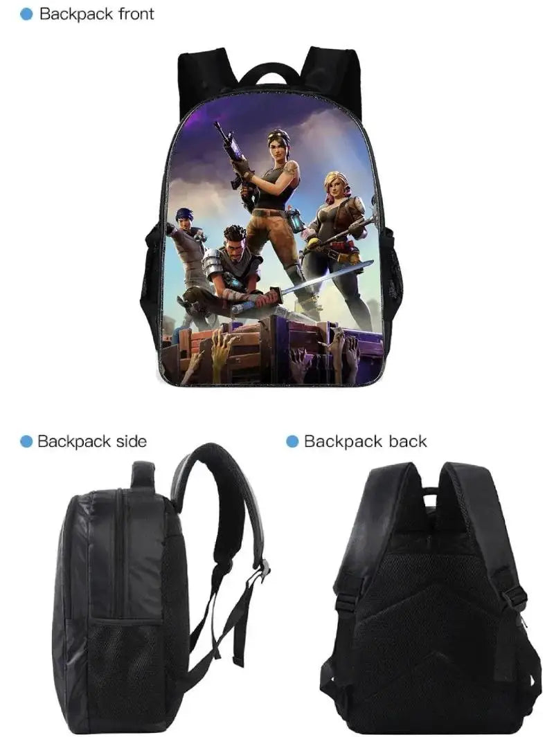 Mochila Fortnited de 3 piezas para niños Victory Game, 16 pulgadas, resistente al agua, mochila preescolar moderna, mochilas escolares para primaria
