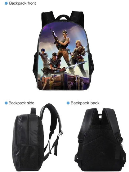 Mochila Fortnited de 3 piezas para niños Victory Game, 16 pulgadas, resistente al agua, mochila preescolar moderna, mochilas escolares para primaria