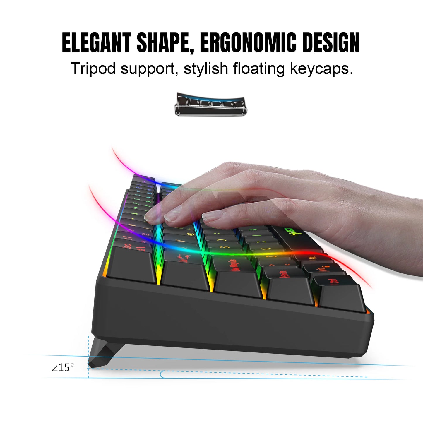 Offerta imperdibile! Tastiera gaming cablata spagnola a 69 tasti con retroilluminazione RGB, design compatto 68%, un accessorio indispensabile per professionisti e gamer
